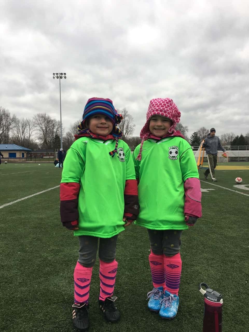 First soccer practice and game for Gwen and Josie today! These “Green Lizards” did a great job and “had so much fun!”