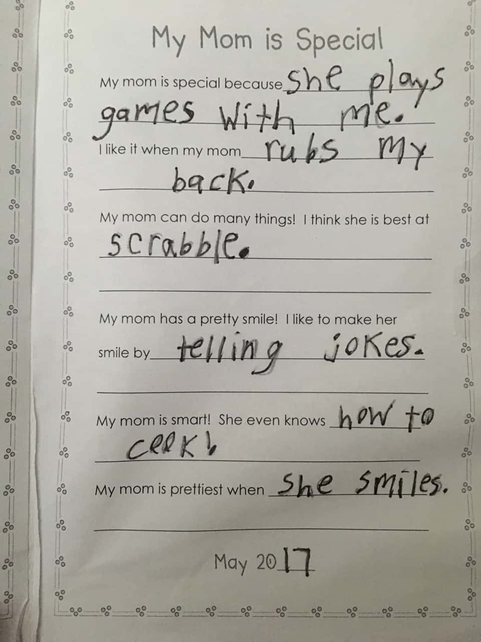 This part of my Mother’s Day cards makes me especially happy.