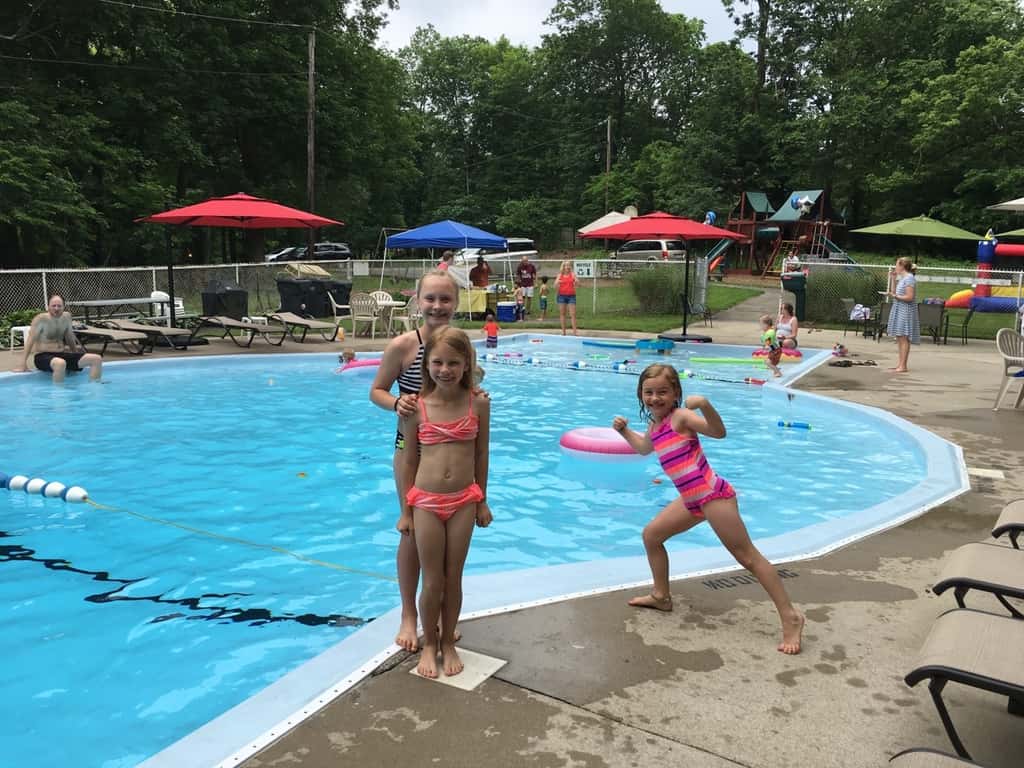 Great opening day at the pool! Abby was the first one in!