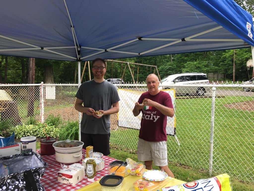 Great opening day at the pool! Abby was the first one in!