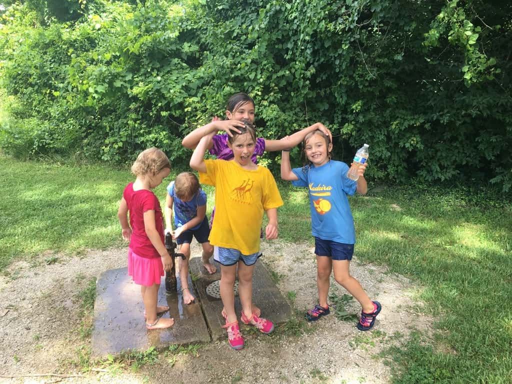 We took an almost two mile hike with some of our Girl Scout friends at French Park today. Afterwards we enjoyed a picnic lunch and the girls cooled off by playing drip drip drench.