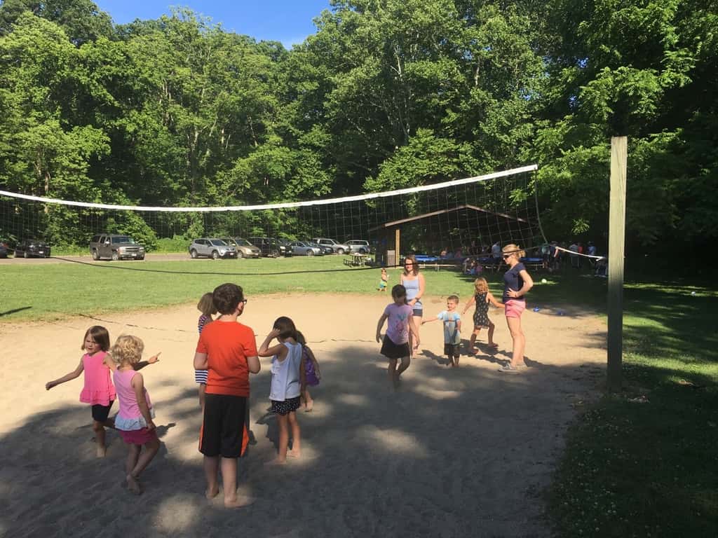 These girls enjoyed two hikes in one day! The second was a shorter one at Joey’s high school graduation picnic party at Sharon Woods. They really liked the Lone Meadow Woods shelter with easy creek access and a sand volleyball court.