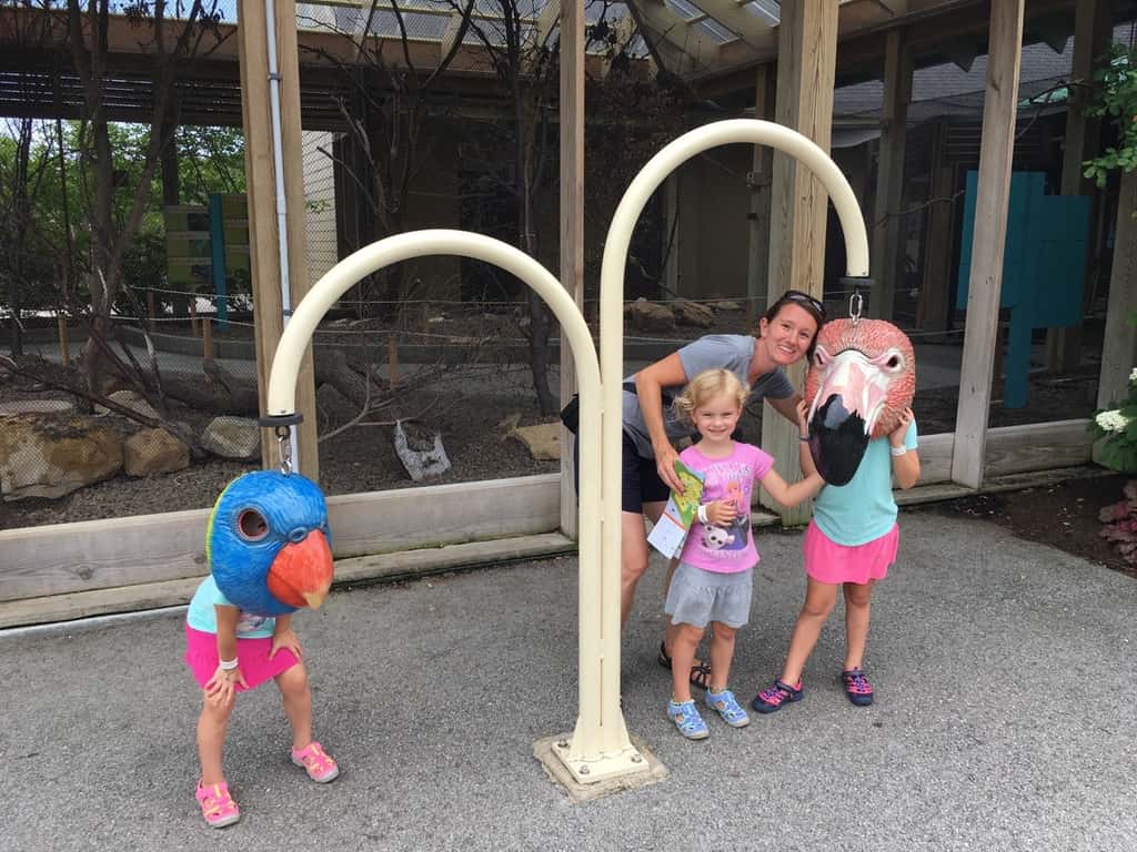 We had such an amazing day at the very kid-friendly and fun Indianapolis Zoo. The girls especially loved feeding the parakeets and cockatiels, holding butterflies, and riding the Skyline. John and I really liked the dolphin show, and the incredible orangutan exhibit. The girls were also giddy with excitement about staying the night in a hotel. I thought staying and eating dinner on the canal was pretty special too.