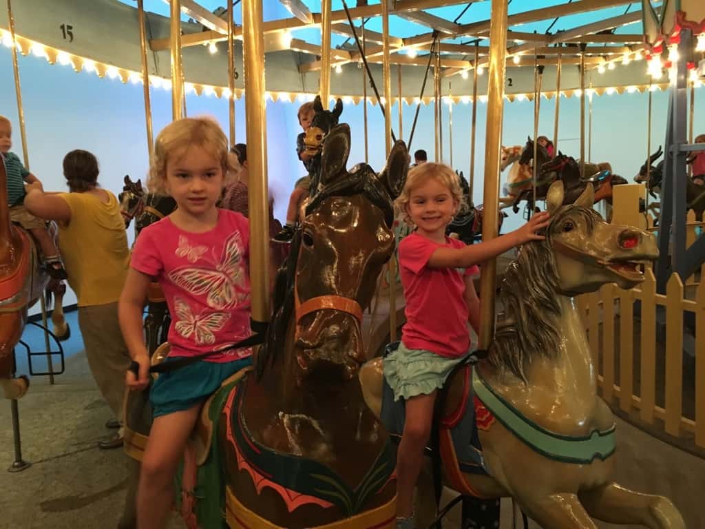 The first and last time I visited the Indianapolis Children’s Museum, I was almost exactly Abby’s age. I know I loved it, but the only thing I really remember was the indoor carousel. It’s still there, and so much more. We all had a great time! I think the girls now have their own fond memories.