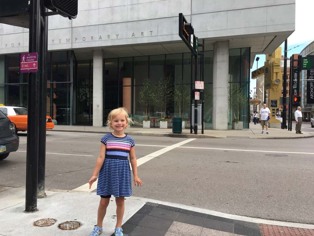 Girl date #3: After hearing about Josie’s fun experience at the Contemporary Arts Center, Gwen wanted to go too! Her unique ideas were to ride the street car and eat lunch at Skyline. I’m not sure how we managed to avoid it for so long, but this was actually Gwen’s first time eating her favorite food at the restaurant.