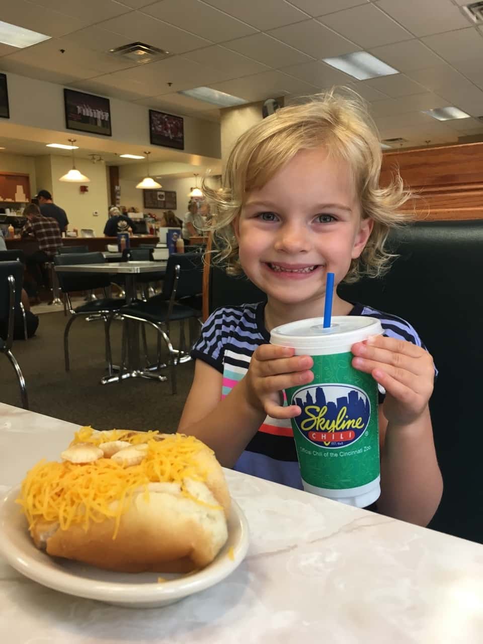 Girl date #3: After hearing about Josie’s fun experience at the Contemporary Arts Center, Gwen wanted to go too! Her unique ideas were to ride the street car and eat lunch at Skyline. I’m not sure how we managed to avoid it for so long, but this was actually Gwen’s first time eating her favorite food at the restaurant.