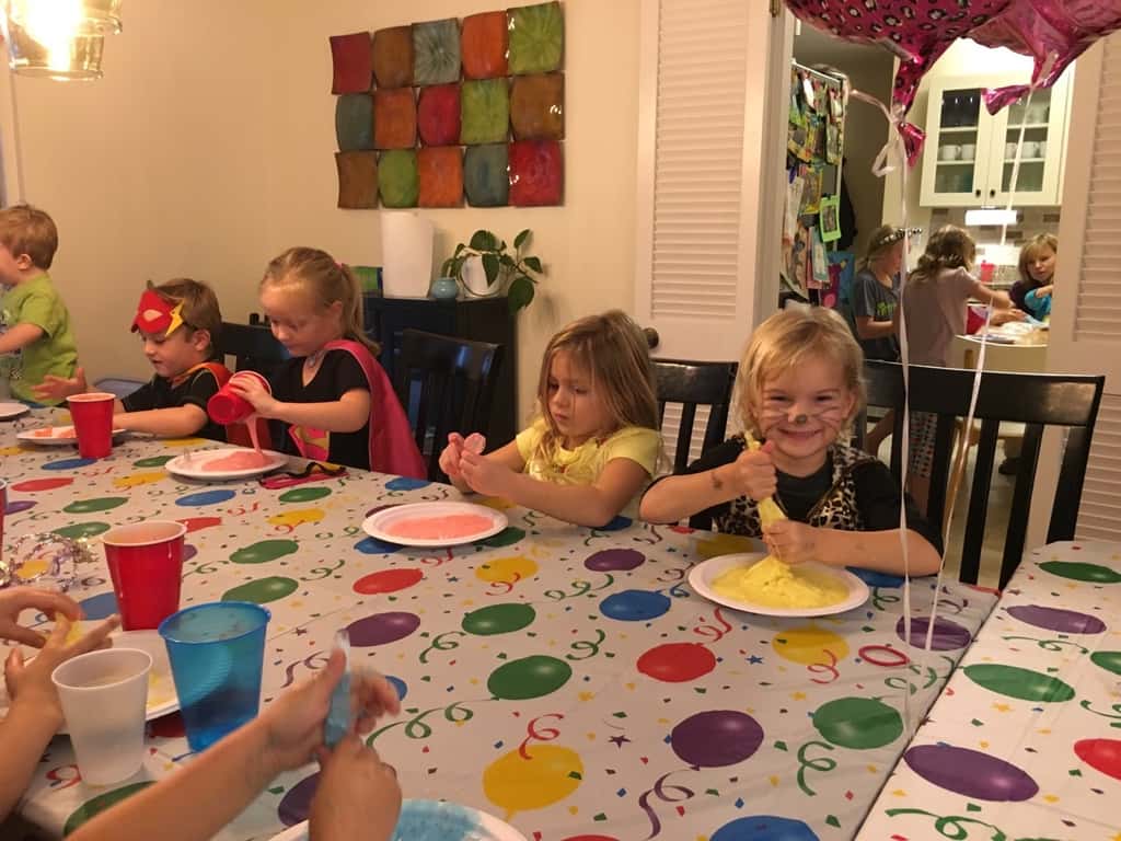 Gwen and Josie loved making slime, competing in a mummy race, and decorating cupcakes with friends at their 5th birthday costume party.