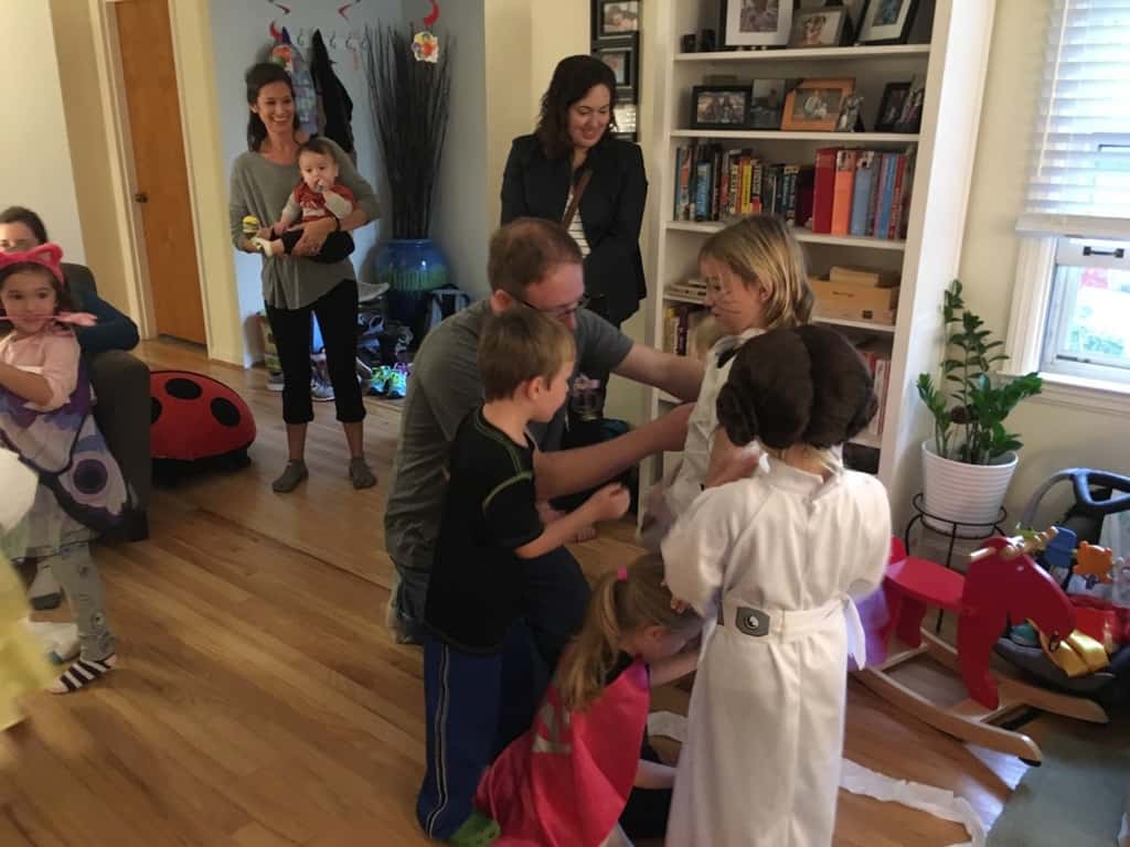 Gwen and Josie loved making slime, competing in a mummy race, and decorating cupcakes with friends at their 5th birthday costume party.