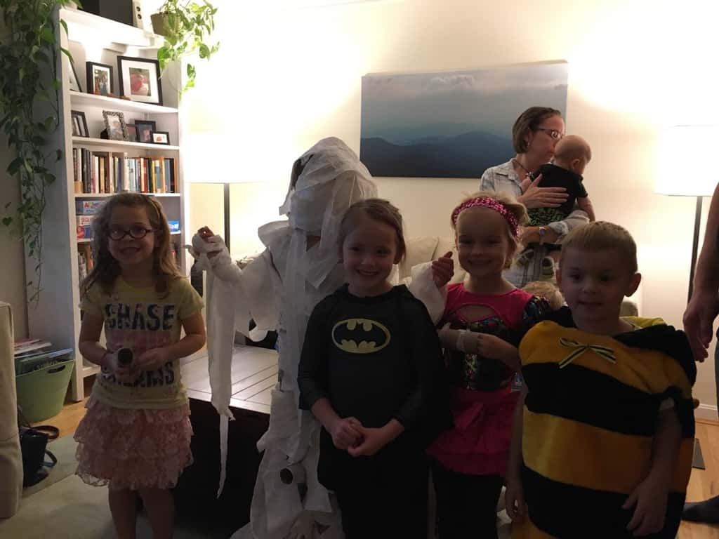 Gwen and Josie loved making slime, competing in a mummy race, and decorating cupcakes with friends at their 5th birthday costume party.