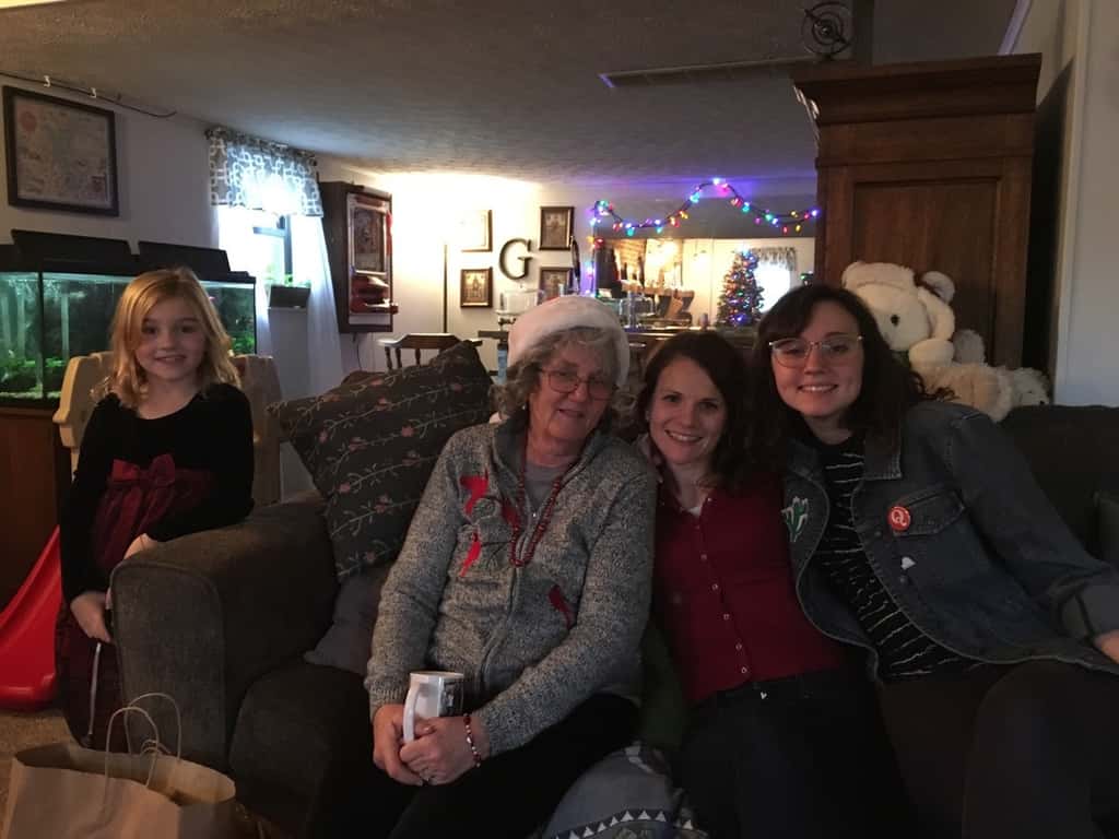 A rare gathering of all five sisters on Christmas Eve, and another fun Christmas morning with Auntie Em.