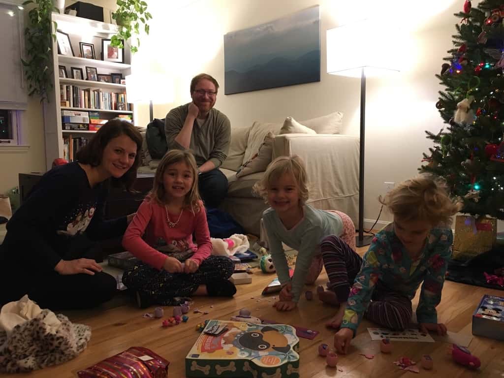 A rare gathering of all five sisters on Christmas Eve, and another fun Christmas morning with Auntie Em.