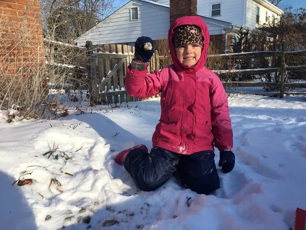 These silly girls were back outside to play in the snow at 9am!