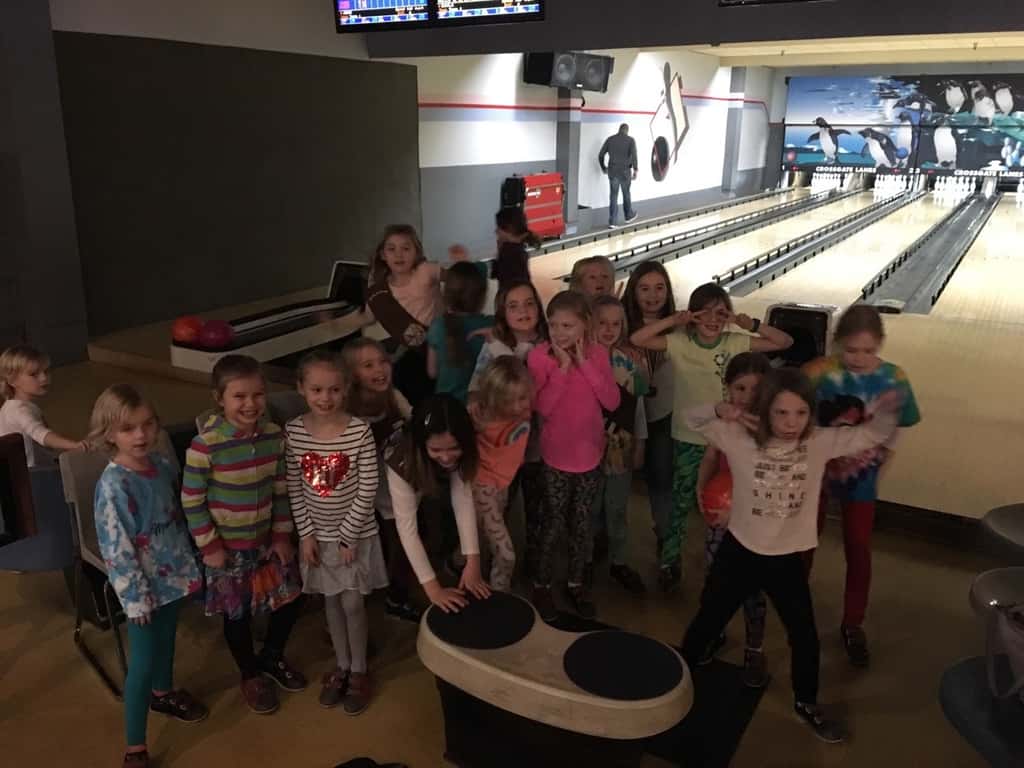 What a fun Girl Scout day - Pinewood Derby and Cosmic Bowling!