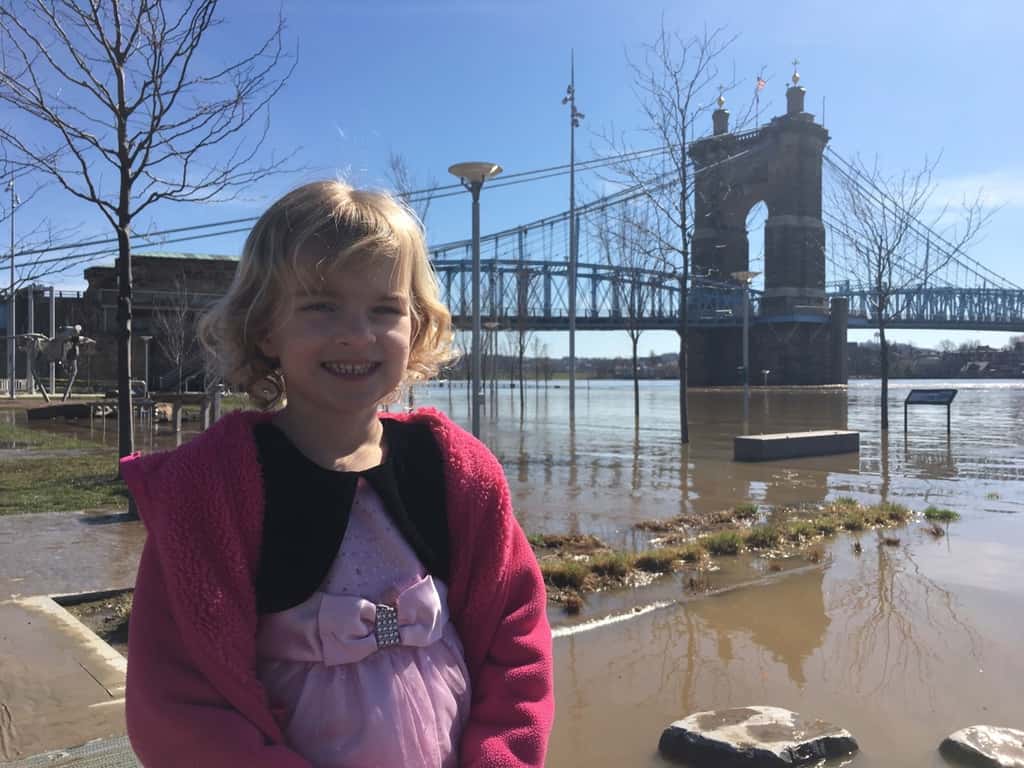 A flooded river, and waffles