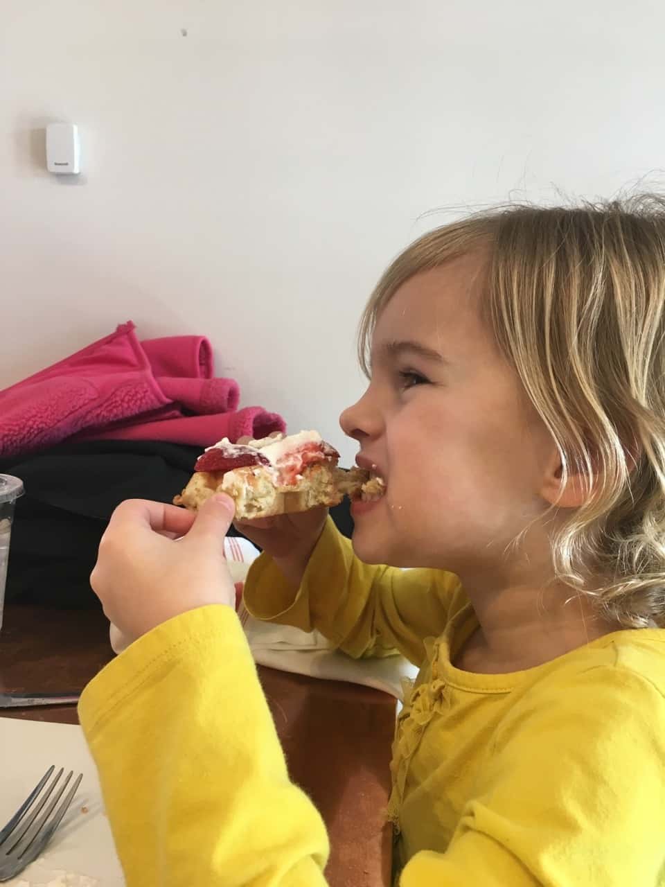 A flooded river, and waffles