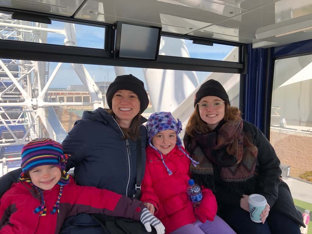 We also loved riding the free trolley to Navy Pier, taking a crazy high ride on the ferris wheel, and cruising around Lake Michigan. Some sister time walking from the Magnificent Mile to the Bean was fun too. John and the girls enjoyed their Chipotle picnic.