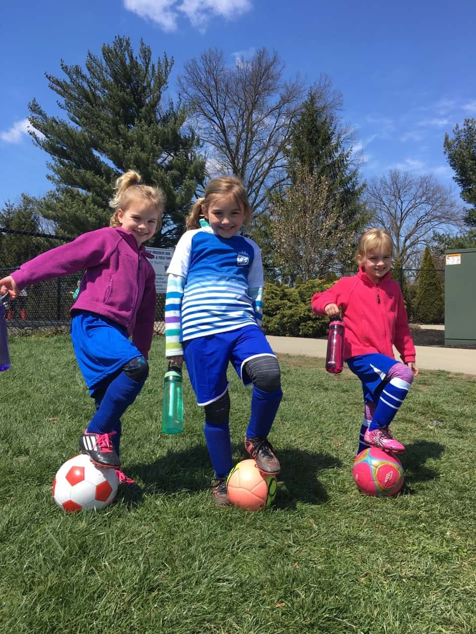 The girls all had their first soccer game of the season today! Everyone had a great time. Abby’s team won! Gwen and Josie’s team played hard, but were outmatched by some older girls.