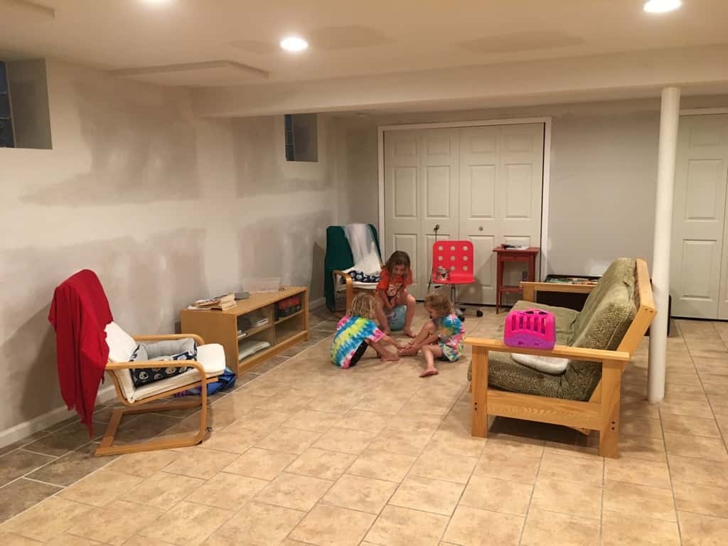 It still needs to be painted, but after four weeks our basement looks so much nicer!