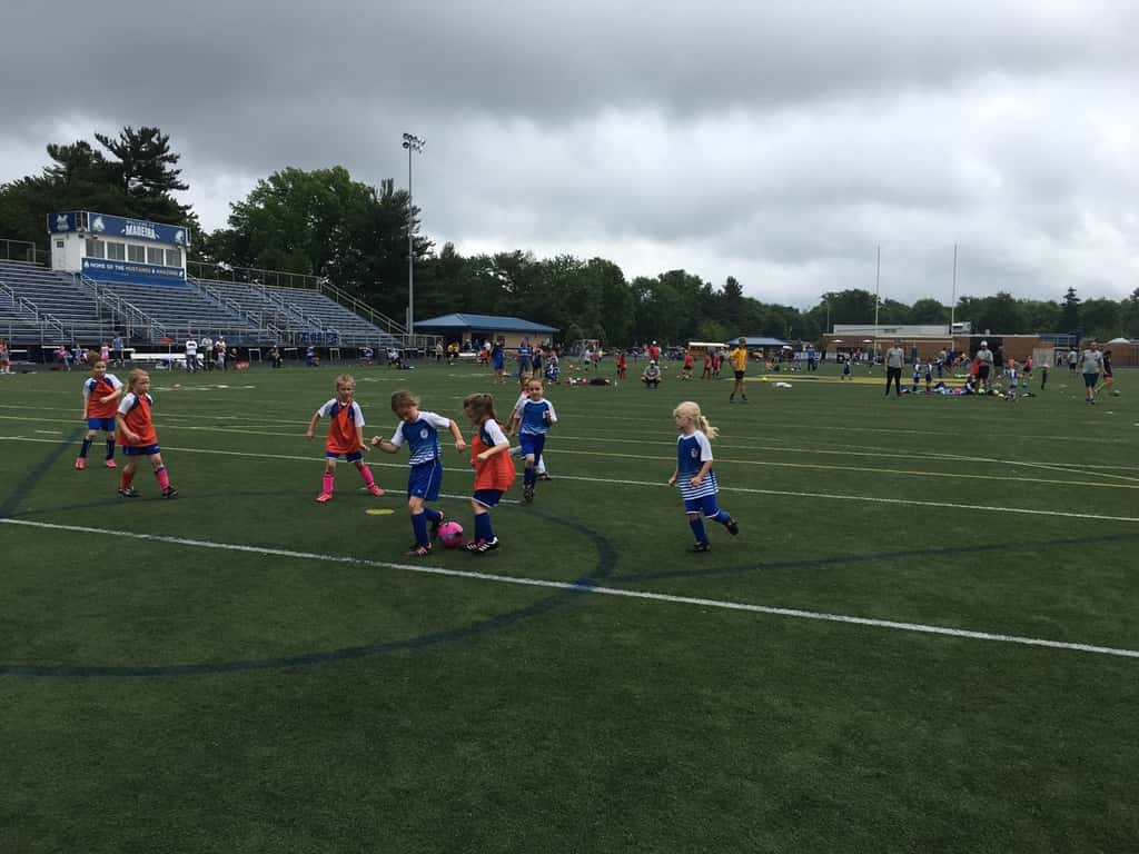 Last soccer game of the season was a tie, and Abby scored a goal!