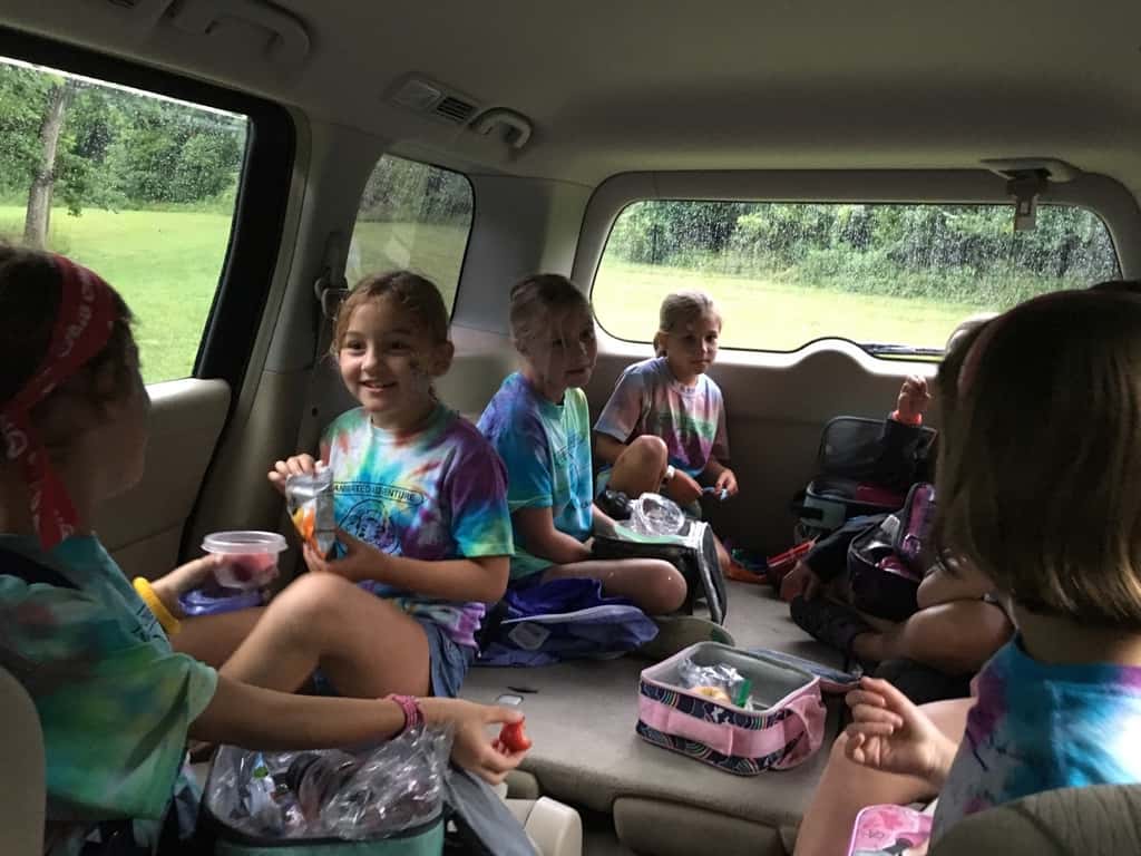 The last day at camp was a wet one! We spent some time in vans and were dismissed early, but they still had fun crafting, getting their faces painted, eating snow cones, making masks, and playing pictionary.