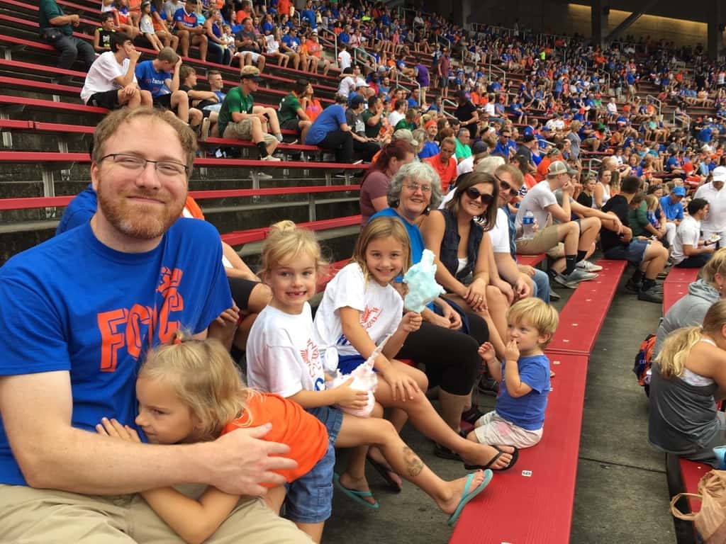 It didn’t rain on us this time! They won, and we got to see a fireworks show afterwards. Great evening!