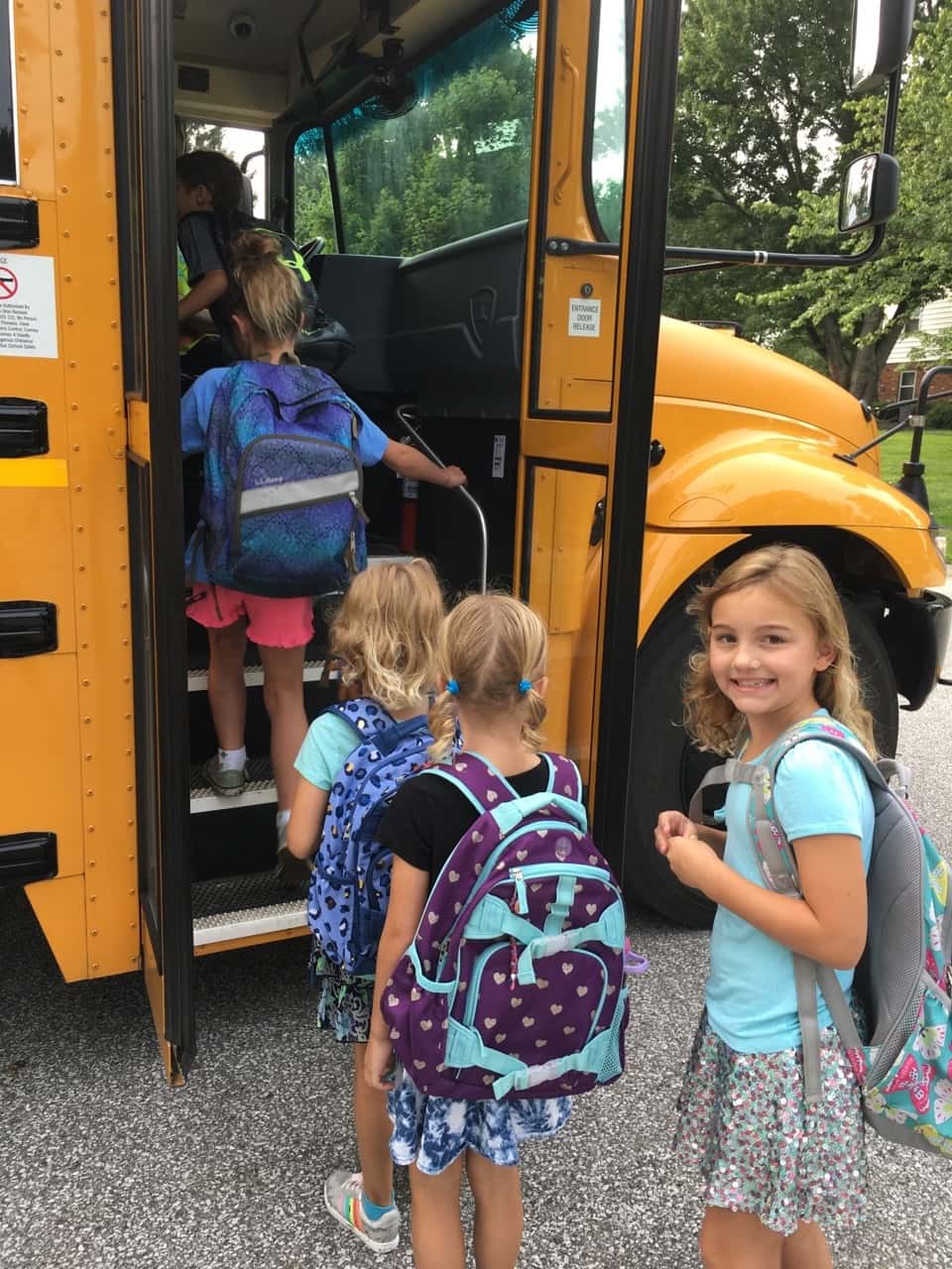 Gwen and Josie’s first day of kindergarten! They were excited, but also nervous and “a little scared,” as Gwen said at breakfast. I couldn’t get them to pose for many pictures, but they did climb right on the bus. I only cried once after they left.