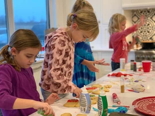 The girls had fun making cookies at Stella and Ruby’s house.