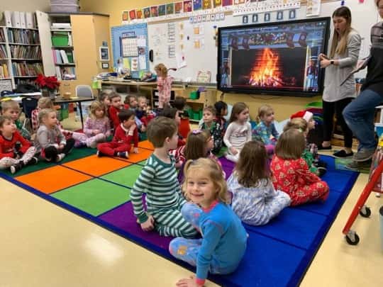 The girls enjoyed their kindergarten class holiday party, but were sad that it was their last day with their nice substitute teacher, Ms. Longwell.