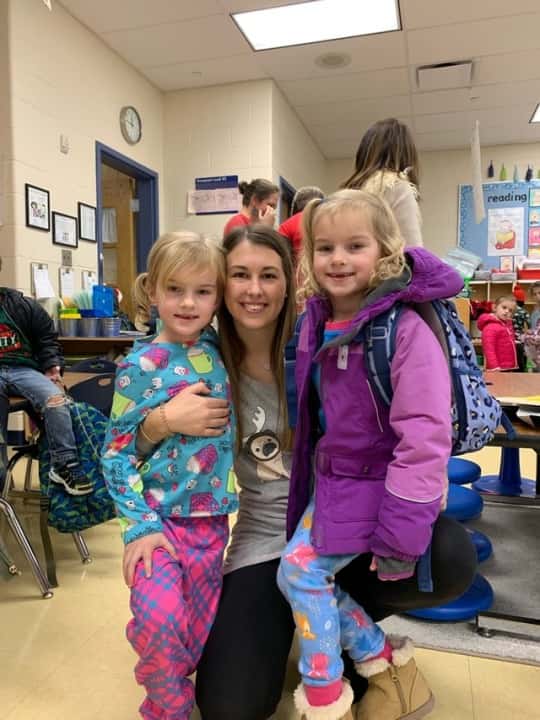 The girls enjoyed their kindergarten class holiday party, but were sad that it was their last day with their nice substitute teacher, Ms. Longwell.