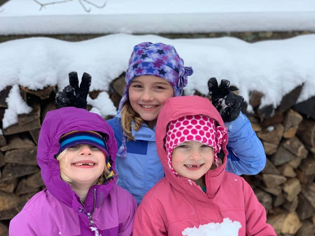 More snow! The girls built the BEST snowman!