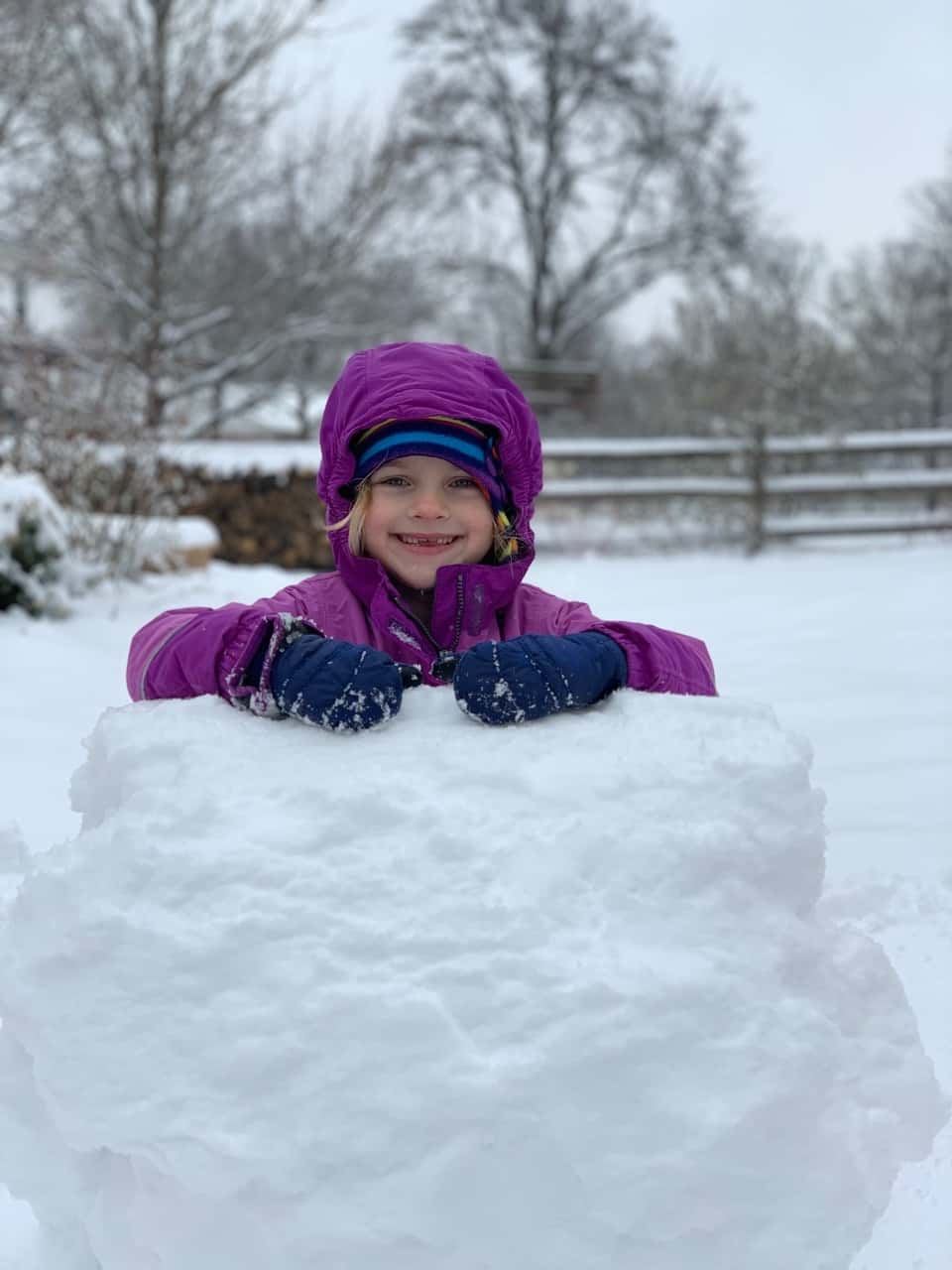 More snow! The girls built the BEST snowman!