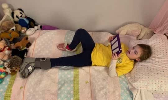 Abby’s sporting a new accessory, unfortunately.