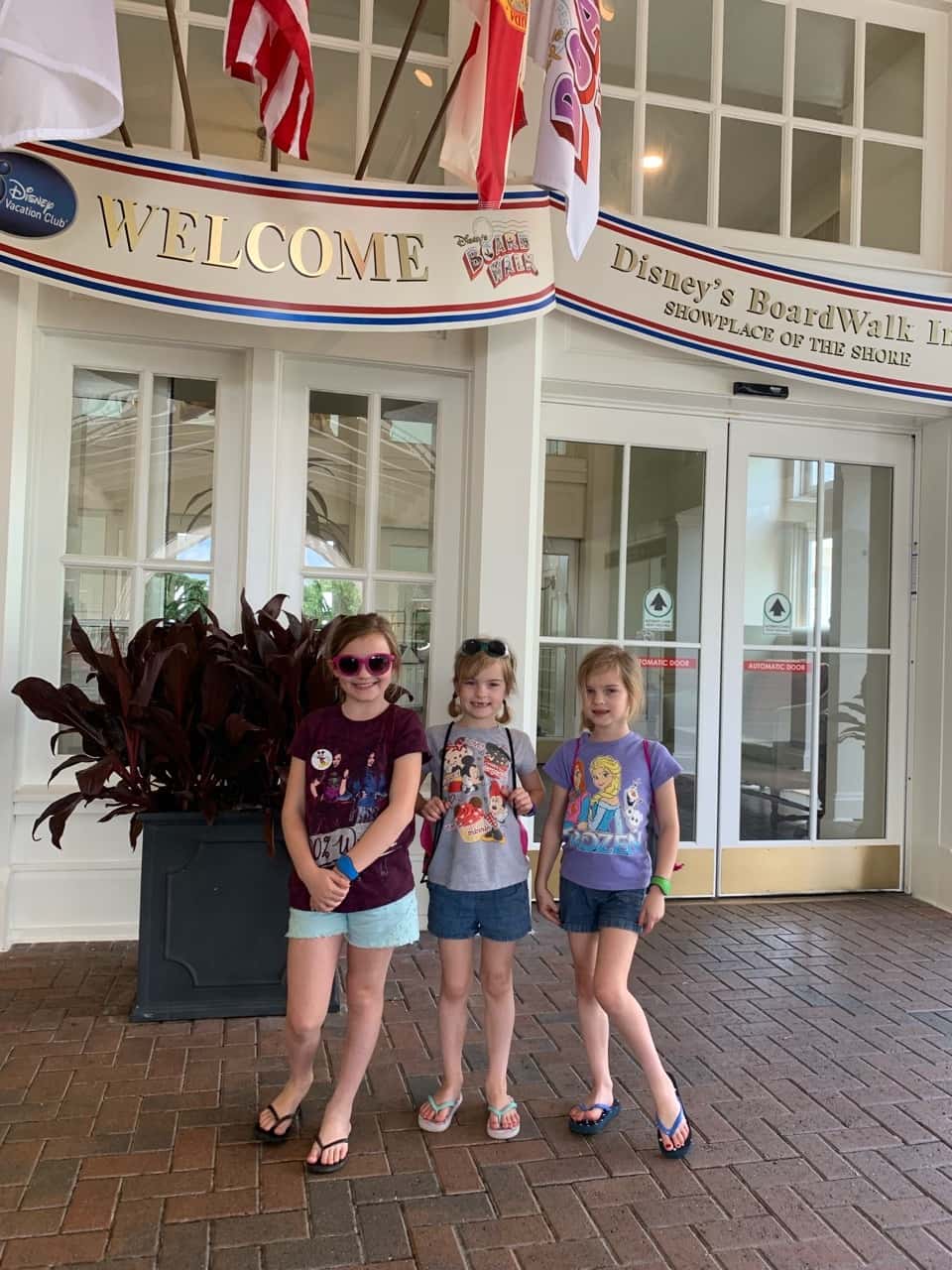 Our first day at Disney, a resort day at the Boardwalk Inn, was so much fun! The girls especially LOVED the water slide! (We talked Josie, our cautious rider, into trying it. Her reaction: “I actually liked that!” And then she rode it non-stop for an hour.)