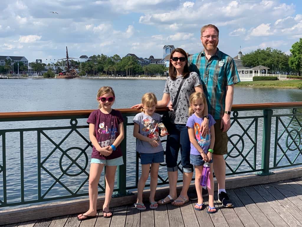 Our first day at Disney, a resort day at the Boardwalk Inn, was so much fun! The girls especially LOVED the water slide! (We talked Josie, our cautious rider, into trying it. Her reaction: “I actually liked that!” And then she rode it non-stop for an hour.)