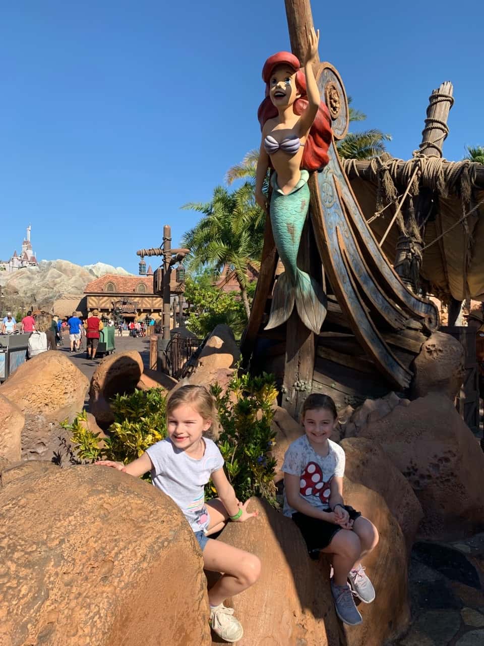 We had a magical day at Magic Kingdom. Abby and Gwen loved Big Thunder Mountain. Josie loved Buzz Lightyear’s Space Ranger spin, and got a big kick out of the Monsters Inc. Laugh Floor. The crowds were massive! With a three hour wait, we didn’t get to ride Seven Drawfs Mine Train, but we did get to ride almost everything else on our list and more. We were there first thing at rope drop and then stayed for the closing fireworks.