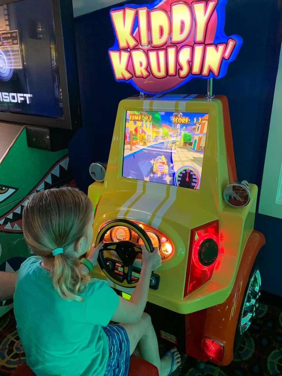 Our “restful” resort day at Disney included a thunderstorm, high winds, and cooler temps. We still enjoyed some arcade fun, lunch at Disney Springs, a surrey bike ride around the Boardwalk, swimming, a boat ride, and entertaining shows on the Boardwalk. Thank goodness the pools are heated!