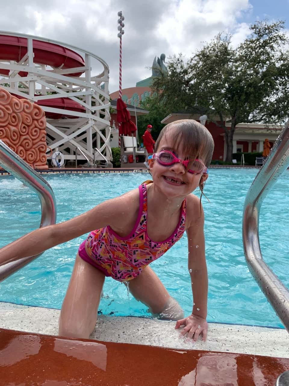 Our “restful” resort day at Disney included a thunderstorm, high winds, and cooler temps. We still enjoyed some arcade fun, lunch at Disney Springs, a surrey bike ride around the Boardwalk, swimming, a boat ride, and entertaining shows on the Boardwalk. Thank goodness the pools are heated!