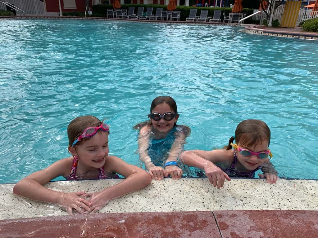 Our “restful” resort day at Disney included a thunderstorm, high winds, and cooler temps. We still enjoyed some arcade fun, lunch at Disney Springs, a surrey bike ride around the Boardwalk, swimming, a boat ride, and entertaining shows on the Boardwalk. Thank goodness the pools are heated!