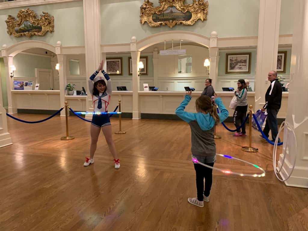 Our “restful” resort day at Disney included a thunderstorm, high winds, and cooler temps. We still enjoyed some arcade fun, lunch at Disney Springs, a surrey bike ride around the Boardwalk, swimming, a boat ride, and entertaining shows on the Boardwalk. Thank goodness the pools are heated!