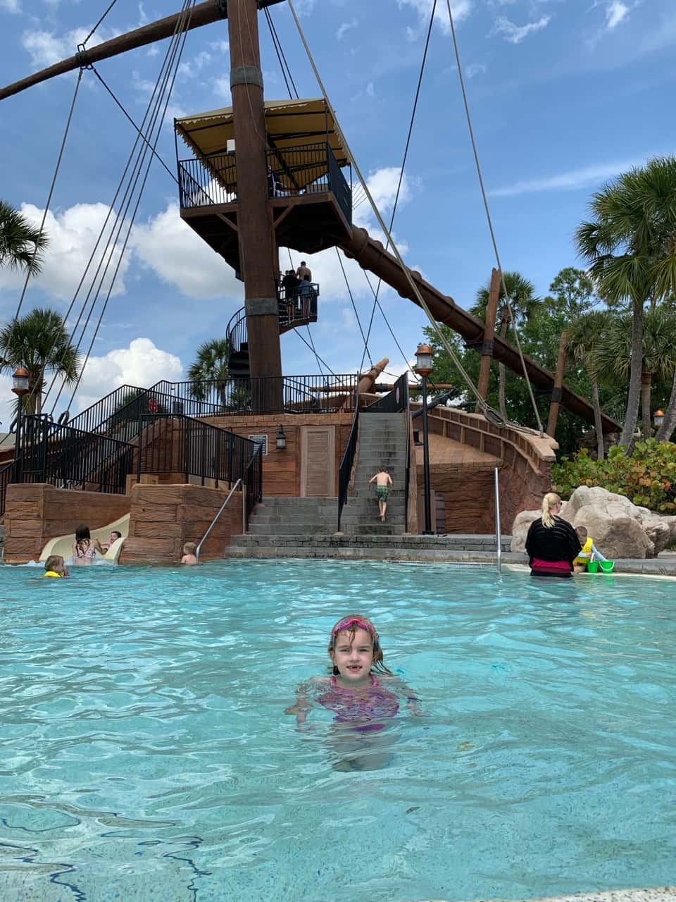 Thanks to a pool “maintenance issue,” we had a fun last morning exploring our community hall and pool, and pool-hopping at the Disney Beach & Yacht Club!