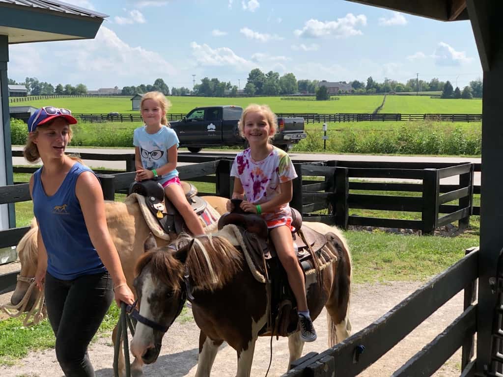 The highlight of the Kentucky Horse Park was definitely that Abby got to ride her first horse! We went on a trail ride while Gwen and Josie rode ponies at the corral.