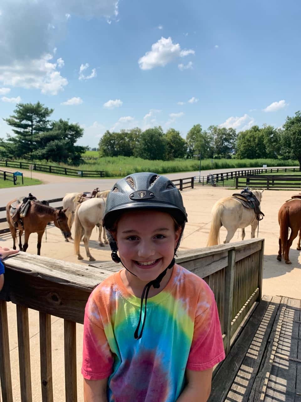 The highlight of the Kentucky Horse Park was definitely that Abby got to ride her first horse! We went on a trail ride while Gwen and Josie rode ponies at the corral.