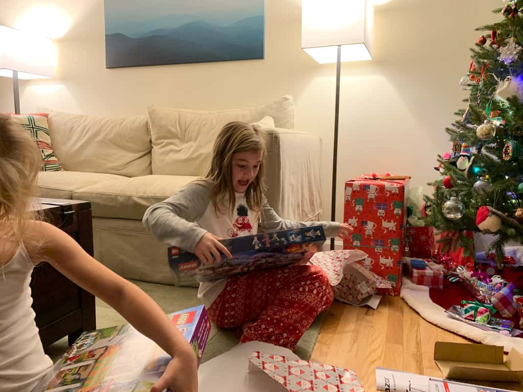 Abby tried to stay up to catch Santa; no luck. Christmas morning featured lots of fun new toys for our maker space.