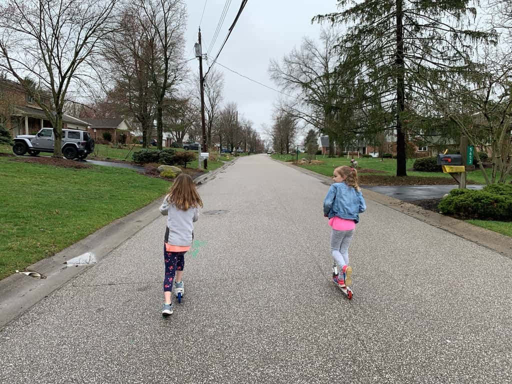 Social distancing days 3 & 4: our homeschooling schedule has begun! Lots of walks and some soccer helps fill our days. Wish the rain would stop!