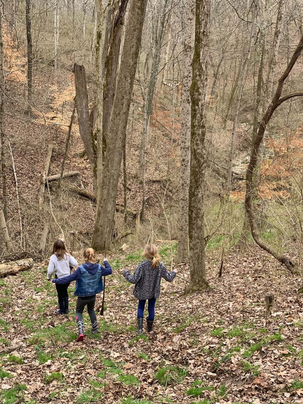 Socially distanced, but not socially isolated. Abby and I got together with some other neighbors to cut fabric for face masks to donate, and joined a group to help some elderly neighbors with yard work this weekend. Today, we explored the KHCC Greenbelt, and the girls loved it! So fun!