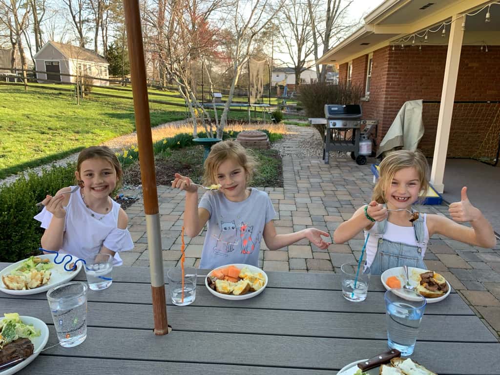 More hiking, cornhole games, soccer, trampoline jumping, walks, cooking, baking, making homemade ice cream, gardening, and creating “coronavirus lemonade stand” plans filled our past few days. Thank goodness for our nice weather!